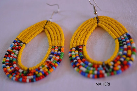 African inspired earrings. African beaded tribal earrings. African jewelry.
