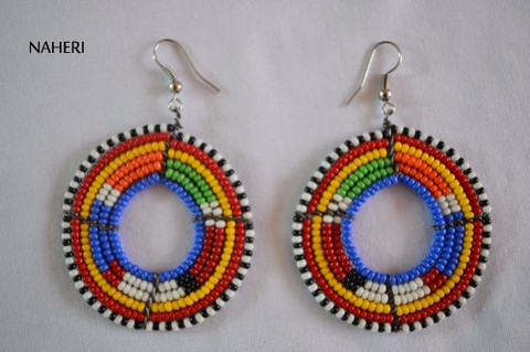 African earrings maasai tribal multicolored