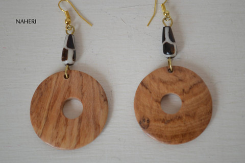 African inspired bone earrings wood