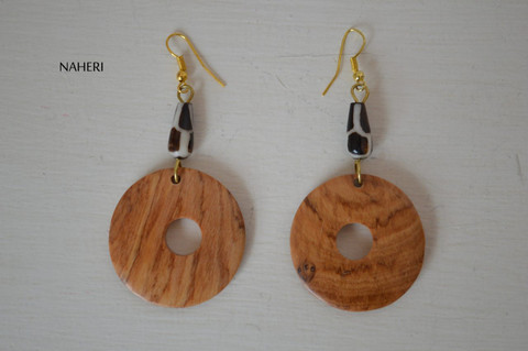 African inspired bone earrings wood