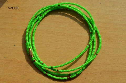African inspired lime green beaded waist beads