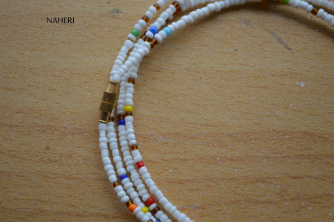 African beaded white brown and mix waist beads