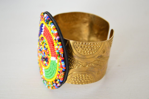 African  beaded bracelet with brass