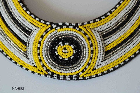 African bib collar necklace maasai beaded jewelry