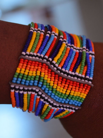 African inspired beaded cuff bracelet