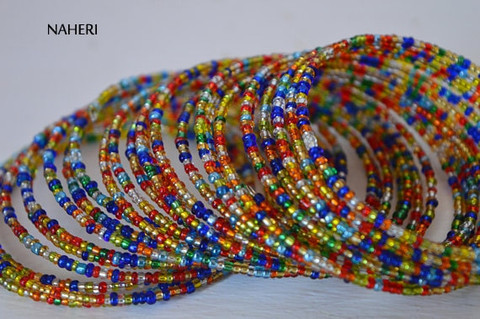 African spiral coil around bracelets mixed shinny