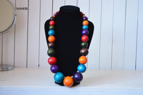 Wood Bead Necklace Africa Wooden Chain Statement Unisex Chunky Necklac –  Innovato Design