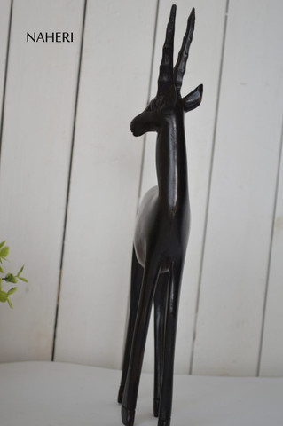 African inspired animal carving black gazelle