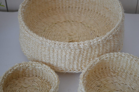 Handmade African sisal storage baskets natural