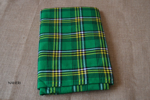 Plaid African maasai shuka green and yellow 