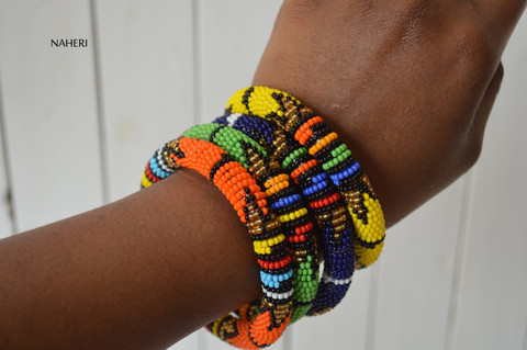 African Zulu beaded tribal bracelets/bangles