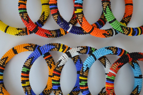 African Zulu beaded tribal bracelets/bangles