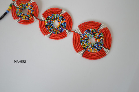 African tribal beaded necklace red