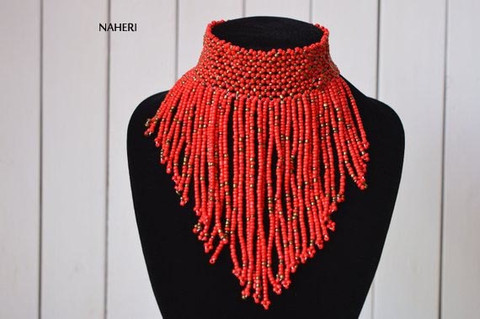 African choker necklace beaded jewelry