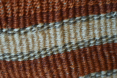 African woven handbag sisal and leather brown stripes