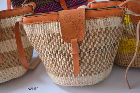 Natural handwoven sisal handbag crossbody