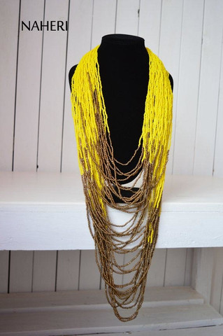 African inspired necklace yellow