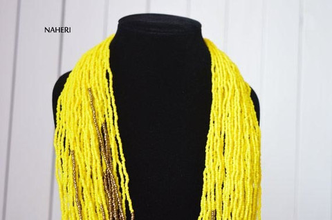African inspired necklace yellow