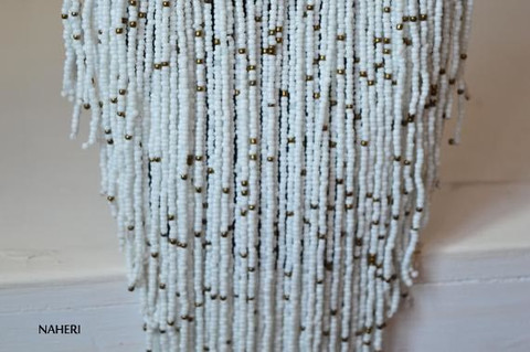 African fringe necklace white handmade jewelry