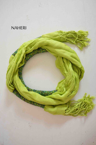 African inspired scarf lime green beaded scarf