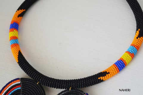 black Zulu beaded necklace African jewelry