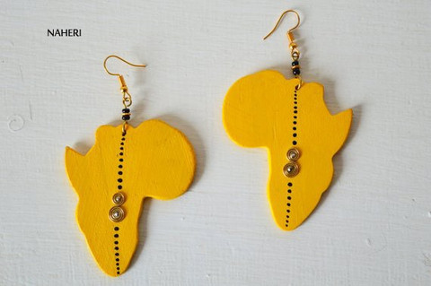 African earrings, red wooden large Ethnic drop earrings | 3 ladies –  AfricanFabs