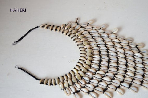 African cowrie shell necklace handmade tribal jewelry