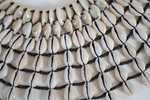 African cowrie shell collar necklace handmade tribal jewelry