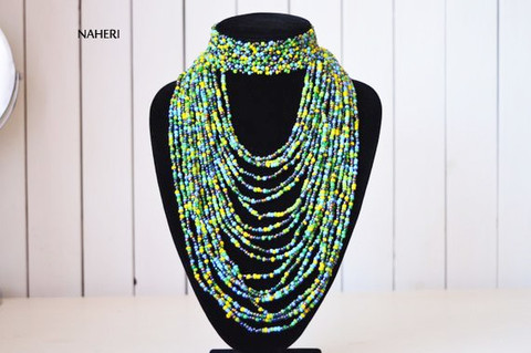 Buy Multicolor African Necklace| African Jewelry| Zulu Beaded Bib Necklace|  South African Statement Necklace| Maasai Necklace| Sister Gifts| (Color A)  at Amazon.in