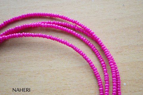 African waist beads hot pink plain beaded jewelry
