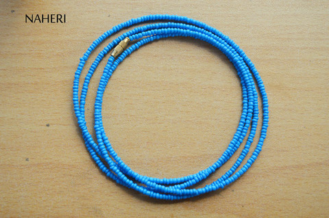 African waist beads hot blue color beaded jewelry