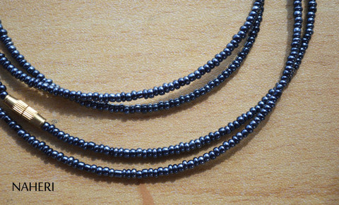 Hematite waist beads African beaded jewelry