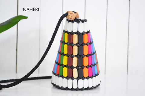 African inspired wooden beads handbag