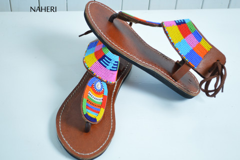 Summer beaded sandals African handmade beaded sandals naheri