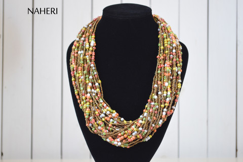 Multi Color Gemstones Beaded Necklace Rondelle beads Natural Stone Multi  Strands | eBay