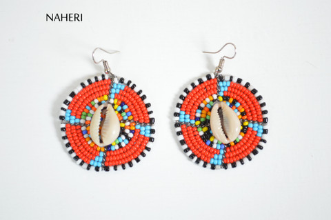 African zulu maasai earrings with cowrie shell African jewelry