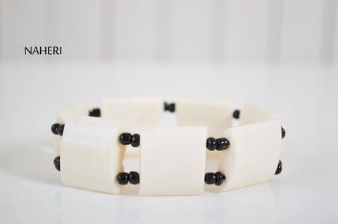 African tribal white bone bracelet elastic naheri jewelry 