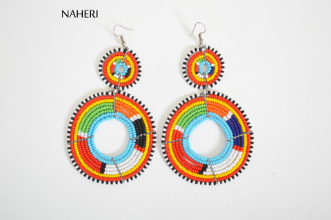 African beaded maasai earrings multicolored jewelry naheri handmade