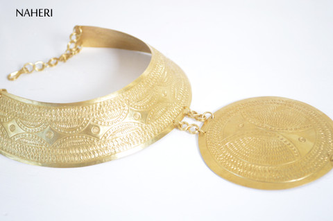 African brass necklace tribal tiered wakanda