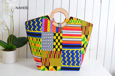 African tribal patchwork print handbag