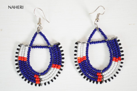 Beaded trendy maasai hoop earrings African 