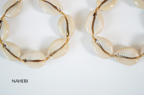 African cowrie shells earrings round shaped