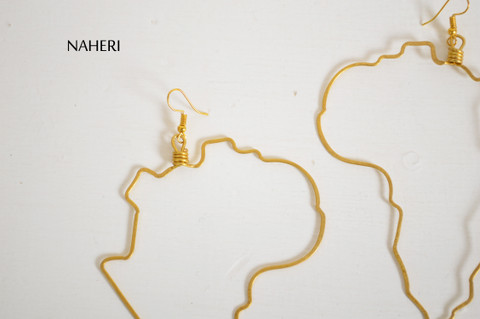 African map brass wire earrings handmade tribal NAHERI jewelry