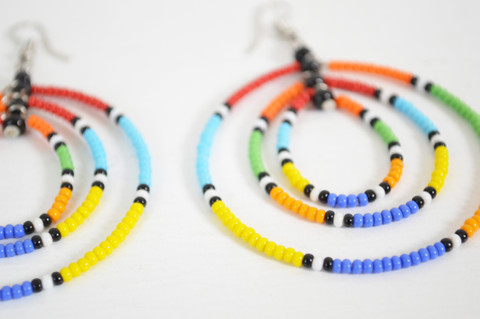 African beaded earrings multi color jewelry naheri tribal