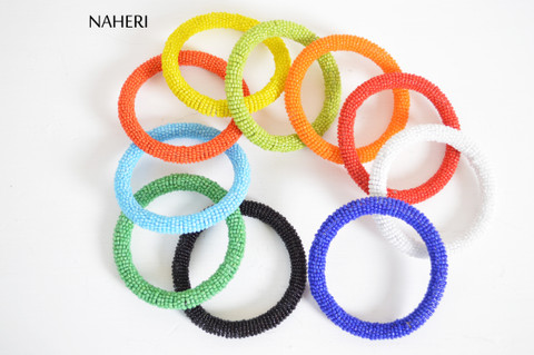 African beaded bracelets plain color bangles naheri