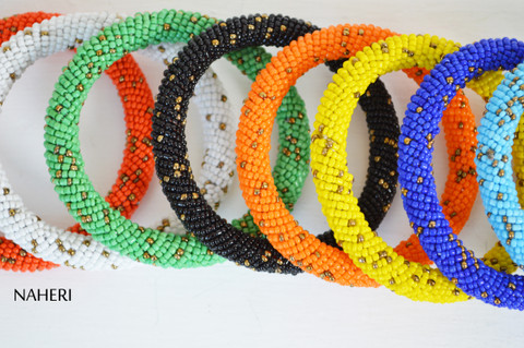 African beaded bracelets sprinkled color bangles naheri jewelry