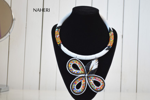 African necklace zulu pendant jewelry white naheri