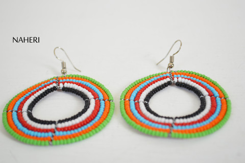 African maasai beaded round earrings jewelry by naheri