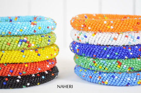 African bracelets sprinkled color bangles statement jewelry naheri