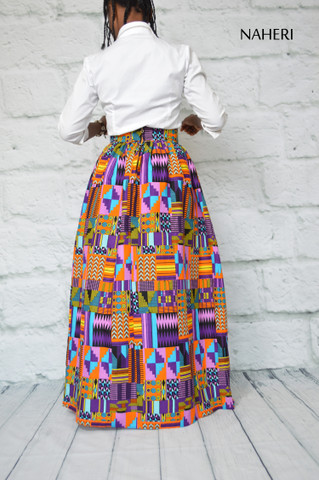 African print maxi skirt kente cotton African fashion naheri 